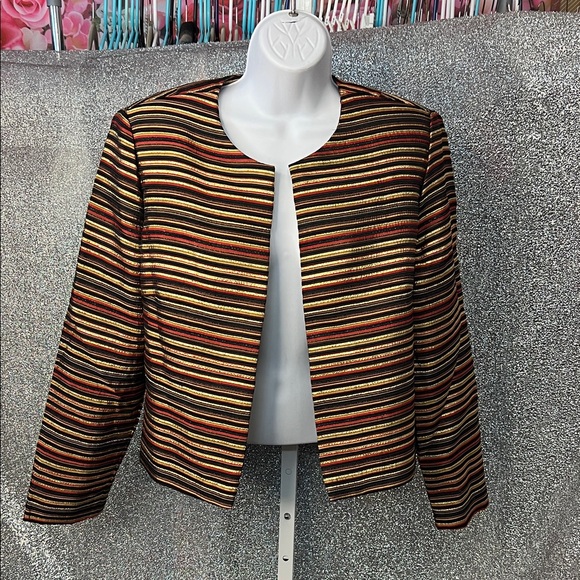Maggy London Tops - Maggy London Striped Blazer with Earthy Tones